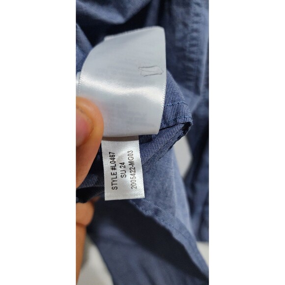 J. Crew Mens Denim Blue Cotton Flex Washed Button Down Work Dress Shirt Size LT - Picture 12 of 14